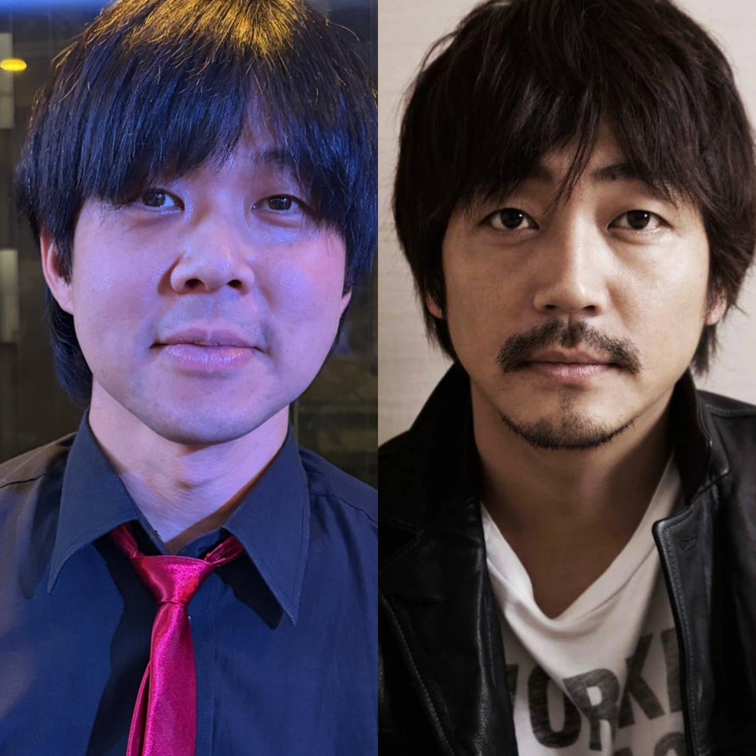 赤いネクタイの みっくん と、似た雰囲気の人物のツーショット比較